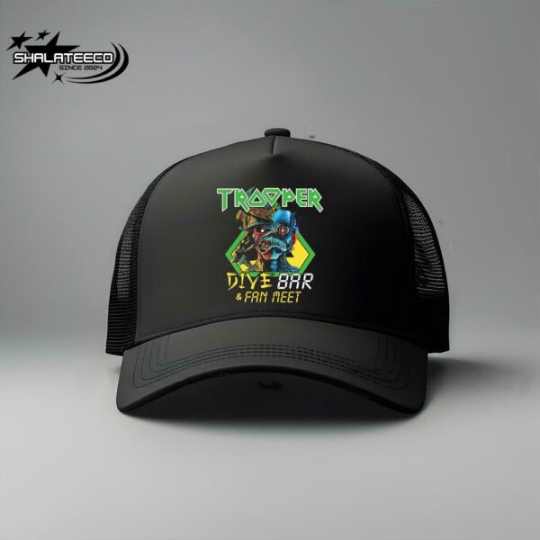 Iron Maiden Trooper Dive Bar And Fan Met ft The Launch Of Future Past And Strange Land Beer Logo Merchandise Trucker Hat