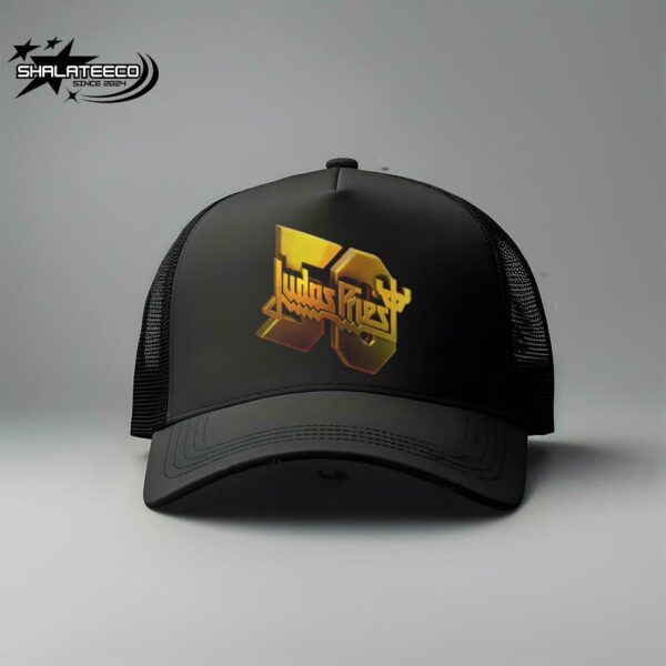 Judas Priest’s 50 Year Features The Band’s logo Trucker Hat