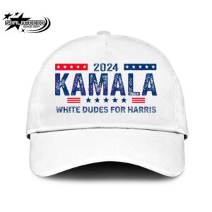 Kamala Harris White Dudes For Harris 2024 Hat-Cap