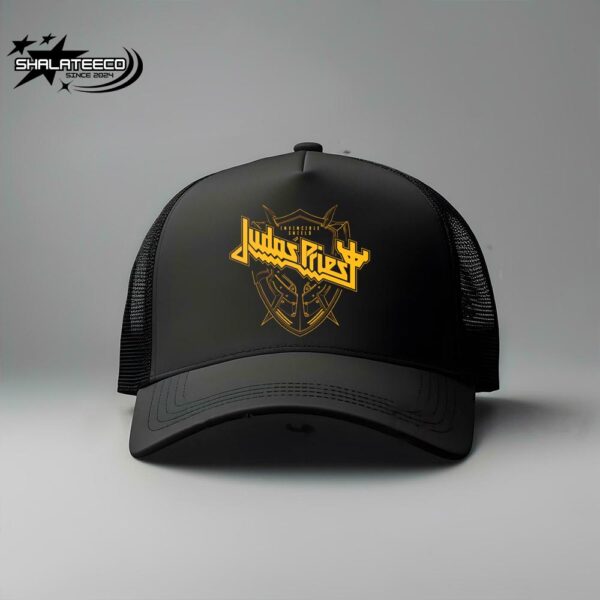 The Invincible Shield Linear Was Inspired By Artwork From The Nineteenth Studio Album By Judas Priest Trucker Hat